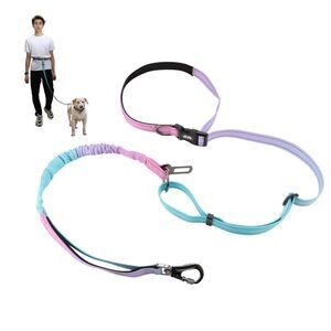 No Pull Bungee Dog Leash for One Dog Up to 440 Ib with Car Seatbelt Cyan Blue